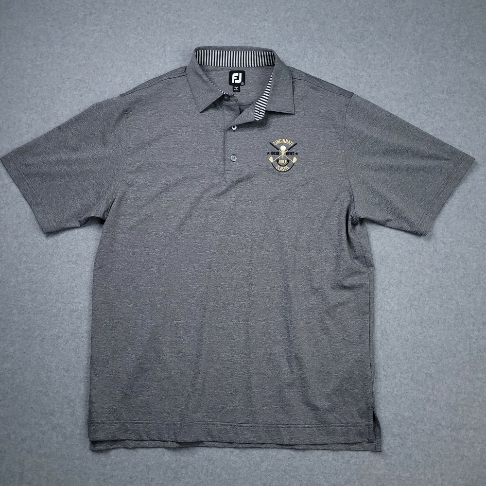 FootJoy Polo Shirt Mens Large Green Beret Cincinnati Golf Performance Gray